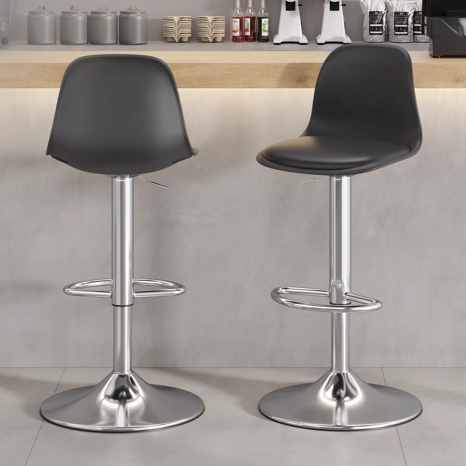 Commercial Kitchen Interior - Элегантный современный барный стул, спинка, регулируемая
